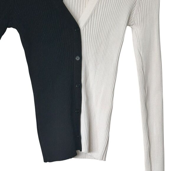 STAUD Cargo Color block Ripped Black And White Button Down Cardigan Pullover S - Picture 7 of 7